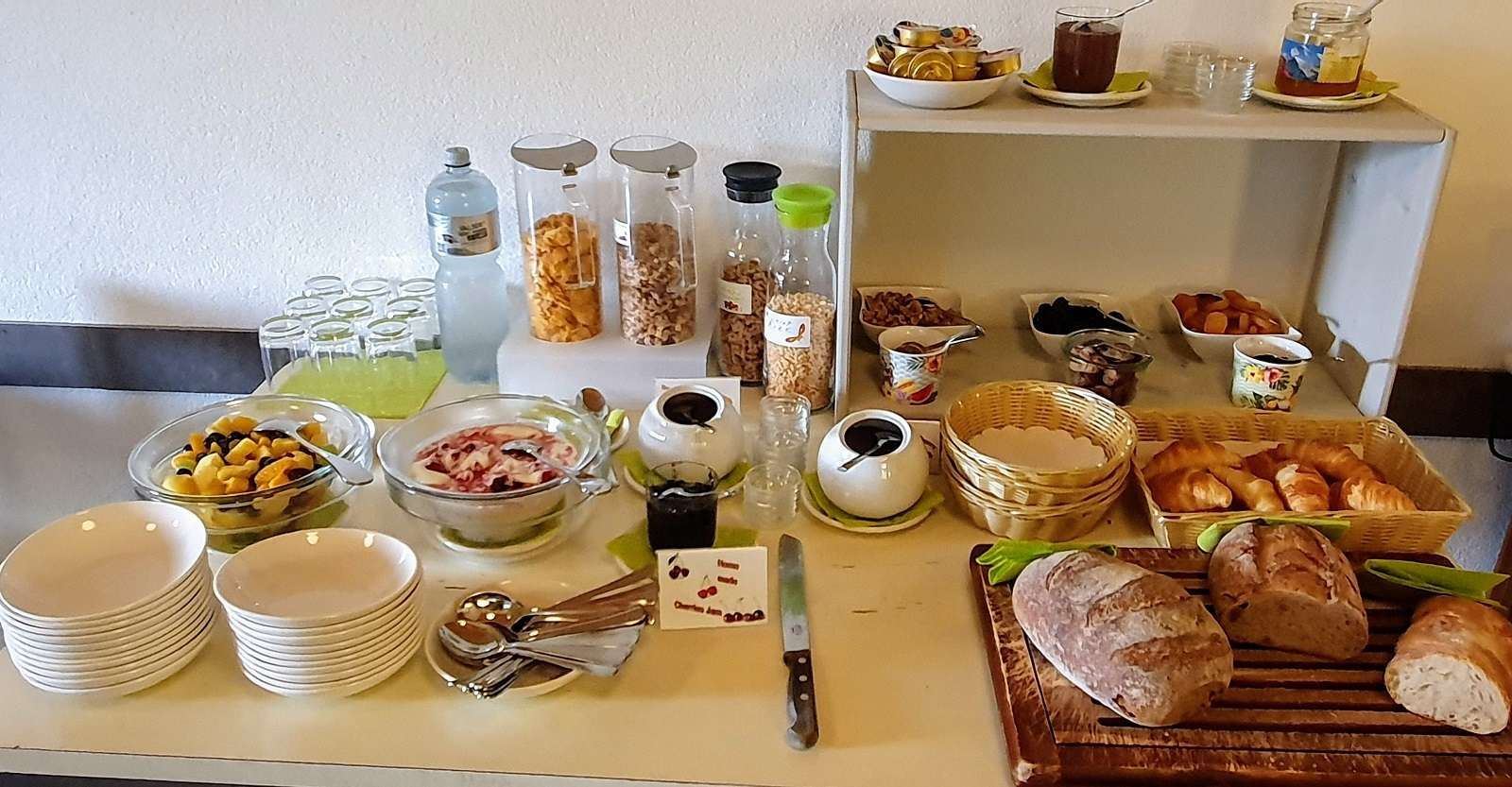 Breakfast buffet table