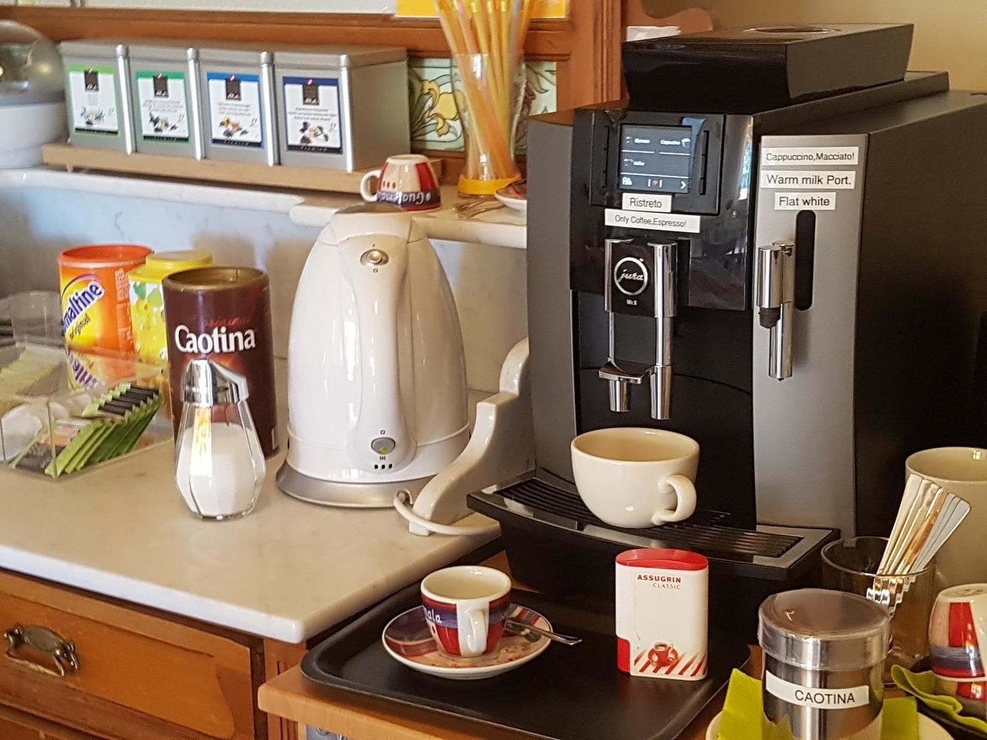 Coffee machine at breakfast